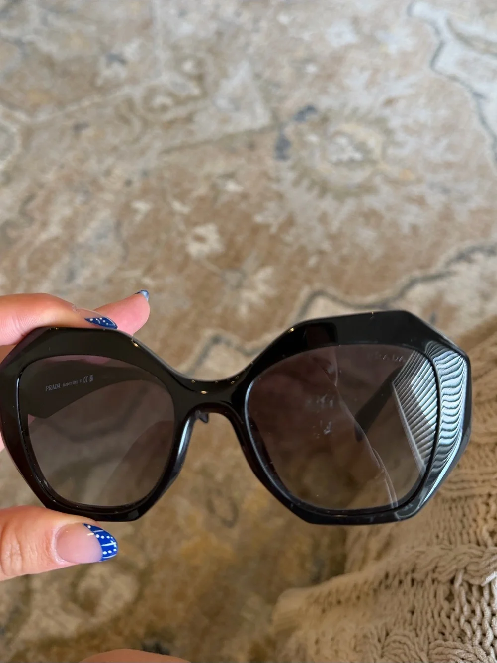 Prada Black Geometric Women's Sunglasses